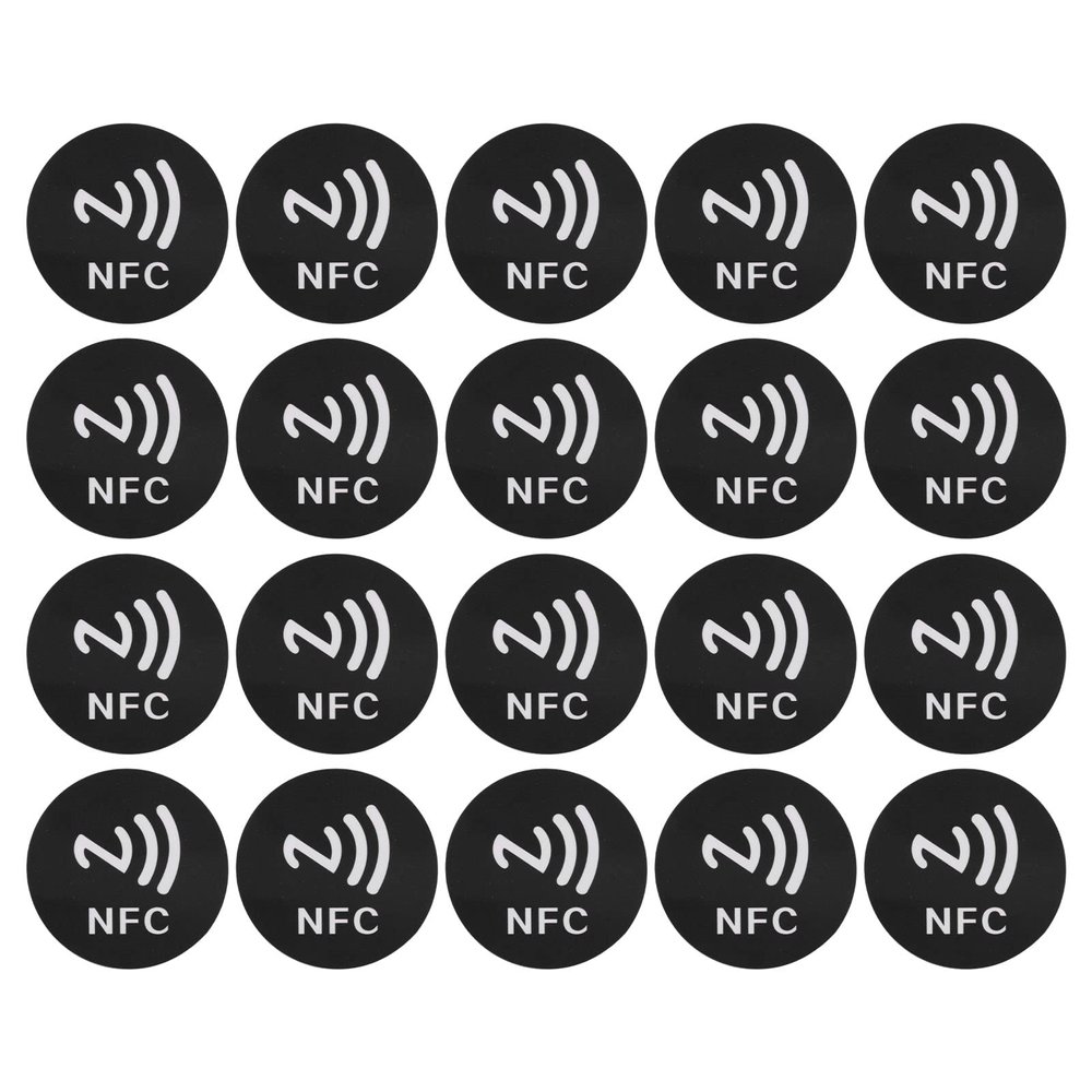 20pcs NFC Stickers 125KHz Anti Interference ID Phone NFC Sticker for Access Control Home Assistant (Black)