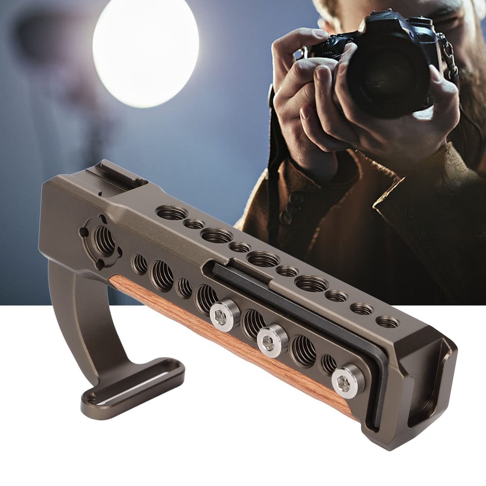 Brazilian Wooden Camera Top Handle Grip with Attachable Hex Wrench - Ergonomic Design, Sturdy Aluminum Alloy, Compatible with Camera Cages