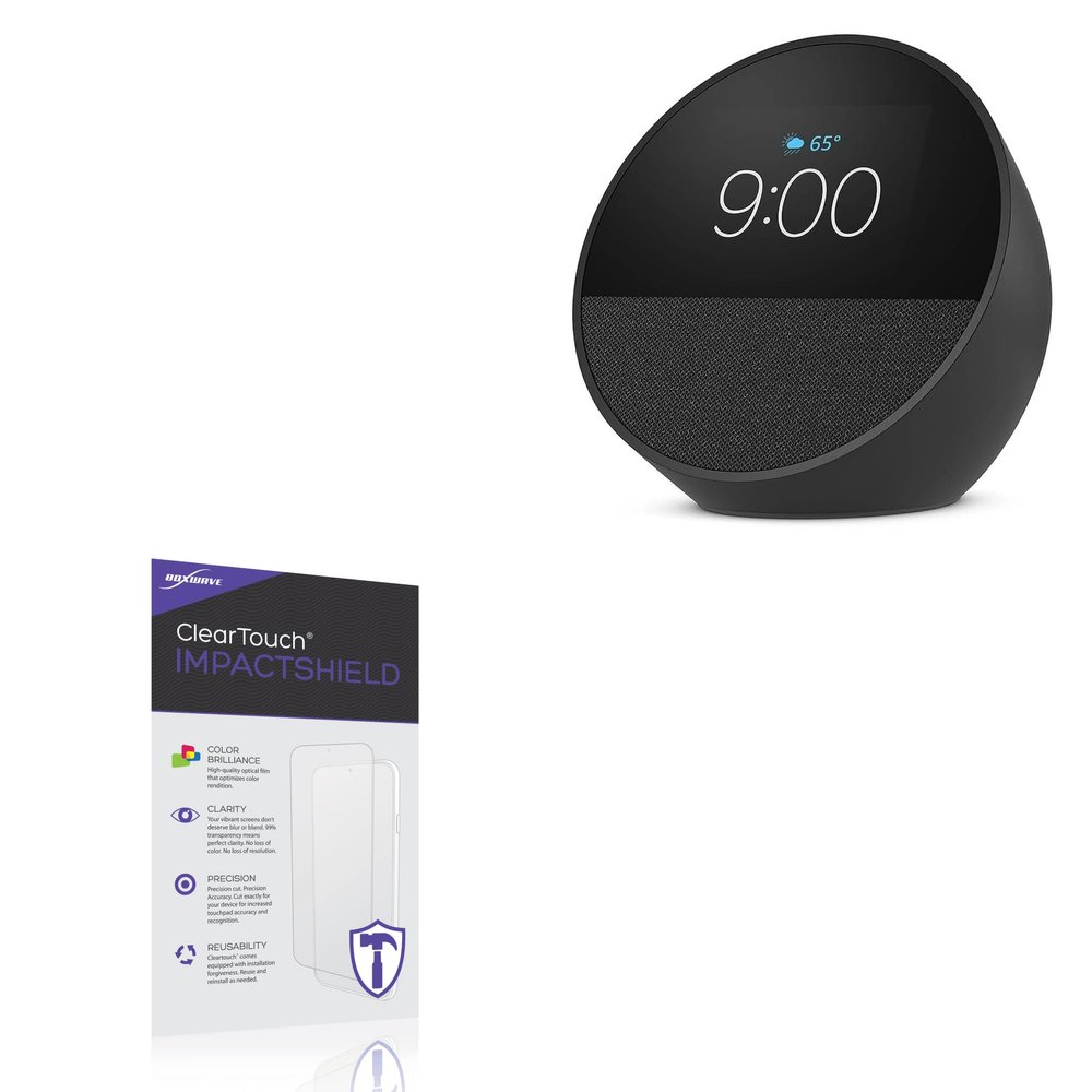 BoxWave Screen Protector Compatible With Amazon Echo Spot (2024) - ClearTouch ImpactShield (2-Pack), Impenetrable Screen Protector Flexible Film