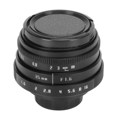 35mm Camera Lens F1.6 Large Aperture C Mount Manual Center for Mirrorless Camera, Sturdy Portable Alloy Construction, MC Multi Layer Coating, 12 Aperture Blades