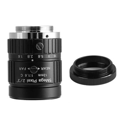 FUZHUI CCTV HD 12mm 5MP Manual Aperture Lens, 2/3 C Mount Security Camera Lens, Adjustable Iris for Clearer Pictures, Low Distortion, High Compatibility