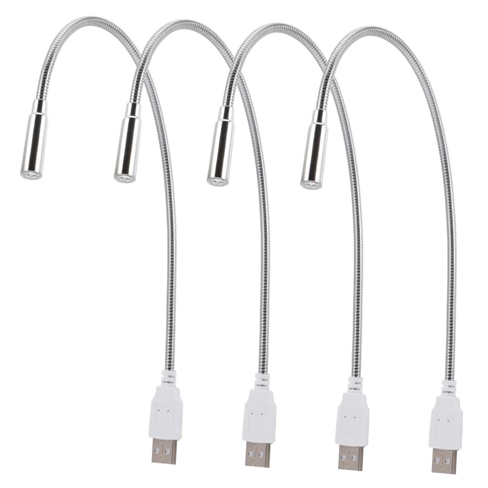 ARTIBETTER 4pcs USB Gooseneck Led Keyboard Lamp Portable Night Light for Reading Brightness Eye-Caring Design for Home Office and Travel