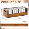 CroBlissful 1 Set Wooden CD Storage Box Holder Shelf Cassette Tape Display Racks with Carrying Handles, Organizer Shelf for Movie Cases, DVDs, Each Set Can Store up to 36 Pcs CDs (Brown) view 2