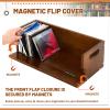 CroBlissful 1 Set Wooden CD Storage Box Holder Shelf Cassette Tape Display Racks with Carrying Handles, Organizer Shelf for Movie Cases, DVDs, Each Set Can Store up to 36 Pcs CDs (Brown) view 3
