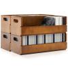 CroBlissful 4 Set Wooden CD Storage Box Holder Shelf Cassette Tape Display Racks with Carrying Handles, Organizer Shelf for Movie Cases, DVDs, Each Set Can Store up to 36 Pcs CDs (Brown) view 1