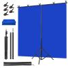 Blue Screen Backdrop Kit, Portable Bluescreen Background with T-Shaped Stand, 5 Clamps & Carrying Bag for Photography, Streaming, Zoom, Gaming, (Blue, 6.5 Feet X 5.0 Feet) view 1