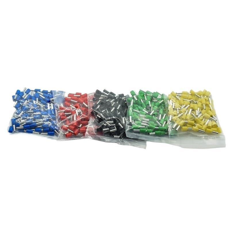 KOKYLEZN E2508 Tube Insulating terminals 2.5MM2 Insulated Cable Wire Connector Insulating Crimp Terminal Connector 100PCS/Pack(Black 100pcs)