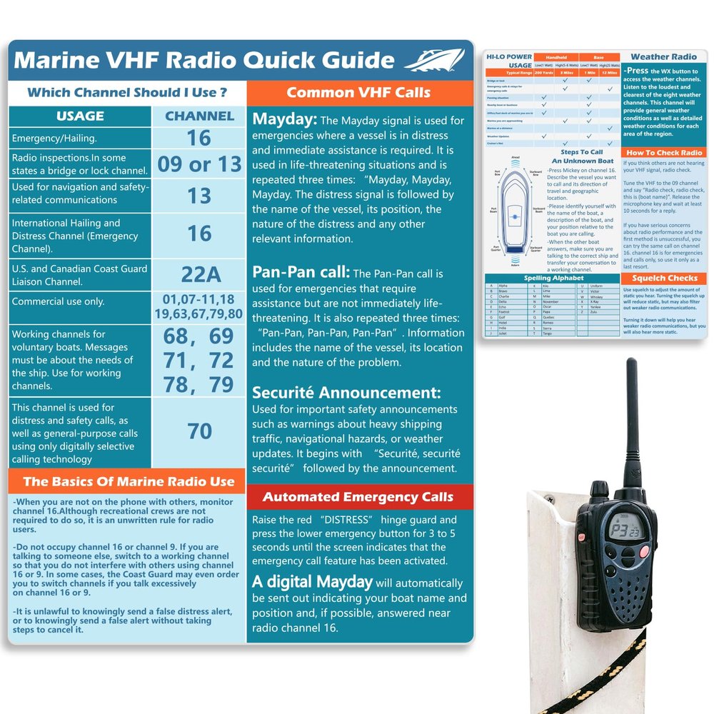 3 Pcs VHF Radio Marine Quick Guide Chart 8.511 inch Boating Reference Card Letter Size Boat Accessories Sailing Gift Boat Gift Boat Must Haves for Men Ship Fishing Improved Safety Two-Way Radio (3)
