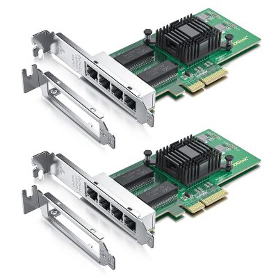 1000Mbps Gigabit Ethernet Converged Network Adapter (NIC) with Intel I350 Chip | Ethernet PCI Express NIC Network Card | Quad Copper RJ45 Ports | PCI Express 2.1 X4 | Compare to Intel I350-T4, 2-Pack