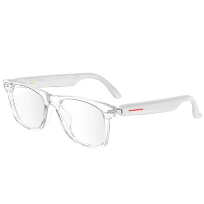 Enzemit Bluetooth Sunglasses, Smart Bluetooth Glasses for Women,Voice Control,Open Ear Style, Listen Music and Calls (Clear Lens with White Frame)
