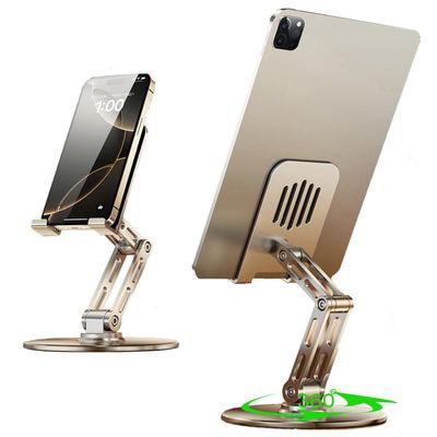 360 Rotating for iPad Stand for Desk Cell Phone Holder Adjustable Tablet Stand for Desk, Aluminum Alloy, Silver,for Ipad Tablet Kindle Stands Holder Compatible 4.7"-12.9"