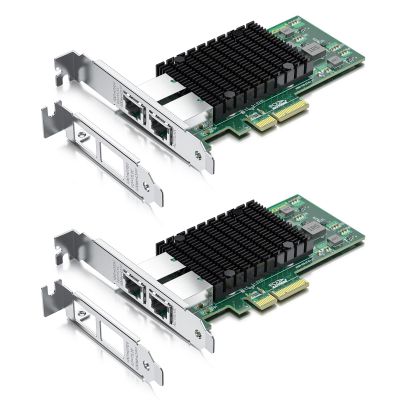 10Gb PCI-E NIC Network Card, Dual Copper RJ45 Port, with Intel X550-AT2 Controller, PCI Express Ethernet LAN Adapter Support Windows Server/Linux/ESX, Compare to Intel X550-T2, 2-Pack