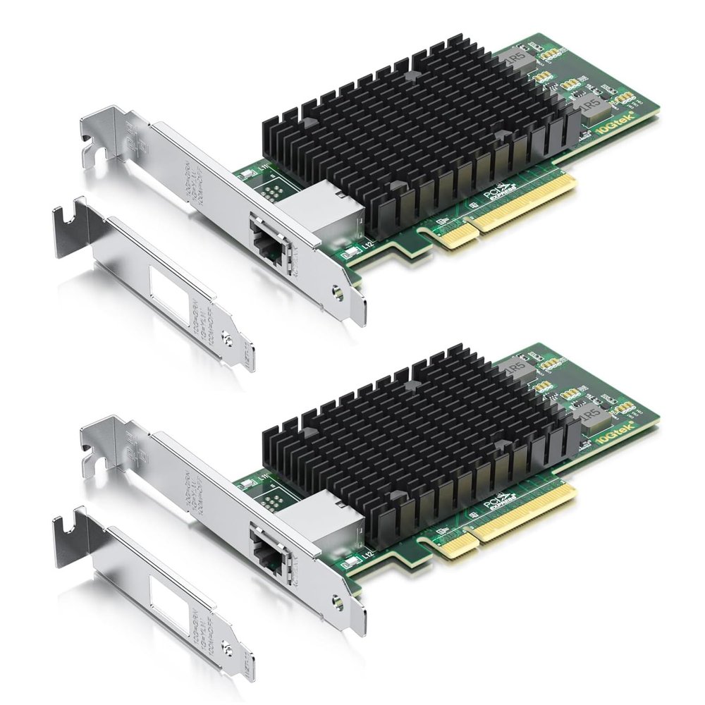 10Gtek 10Gb PCI-E NIC Network Card, Single Copper RJ45 Port, with Intel X540-BT1 Controller, PCI Express Ethernet LAN Adapter Support Windows Server/Windows/Linux/ESX, Compare to Intel X540-T1, 2-Pack