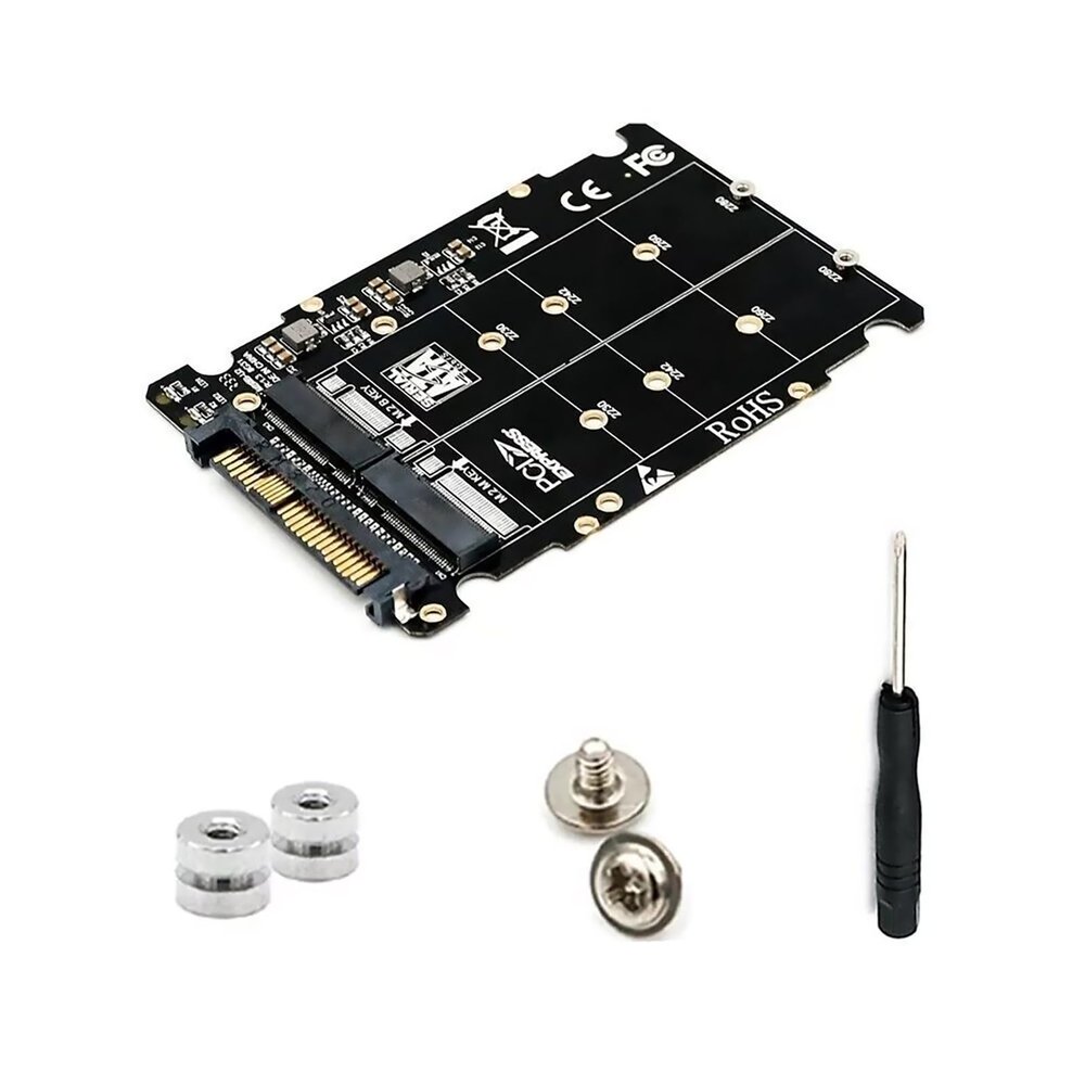 2 in 1 M.2 NVME SSD Key M + NGFF SATA SSD Key B to U.2 SFF-8639 Adapter Car