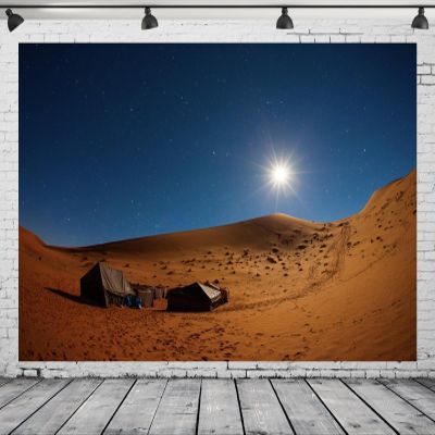 Loccor 17x10ft Fabric Sahara Desert Backdrop Desert Sand Dunes Camp Night Starry Sky Moon Background for Desert Camping Party Decorations Baby Shower Portrait Photo Studio Props
