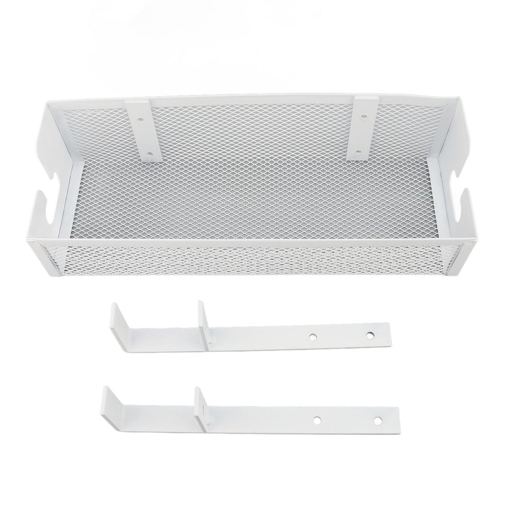 Cable Tray Under Desk, Cord Organizer with Clamp Mount, Mesh Desk Cable Management Box for Office Home White, Keeps Plugs Away from Kids, Easy to Install, Sturdy Carbon Steel