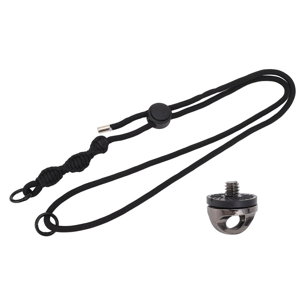 ASHATA Action Camera Hanging Lanyard for ONE X3 X4 for Pocket 3, Anti Loss Rope with Adjustable Nylon Shoulder Strap, 1/4 Inch Screw (Black Rope Black Knot)