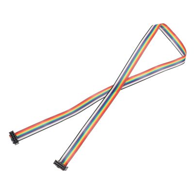 MECCANIXITY IDC Rainbow Wire Flat Ribbon Cable 2.54mm Pitch 10 Pin Connection Line FC Dual Female Black Connector for DIY Experiment 2Ft Length 1 Pcs