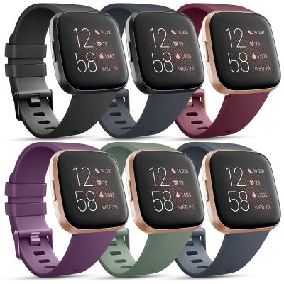 6 Pack Sport Bands Compatible with Fitbit Versa 2 / Fitbit Versa/Versa Lite/Versa SE, Classic Soft Silicone Replacement Wristbands for Fitbit Versa Smart Watch Women Men (Large,6 Pack K)