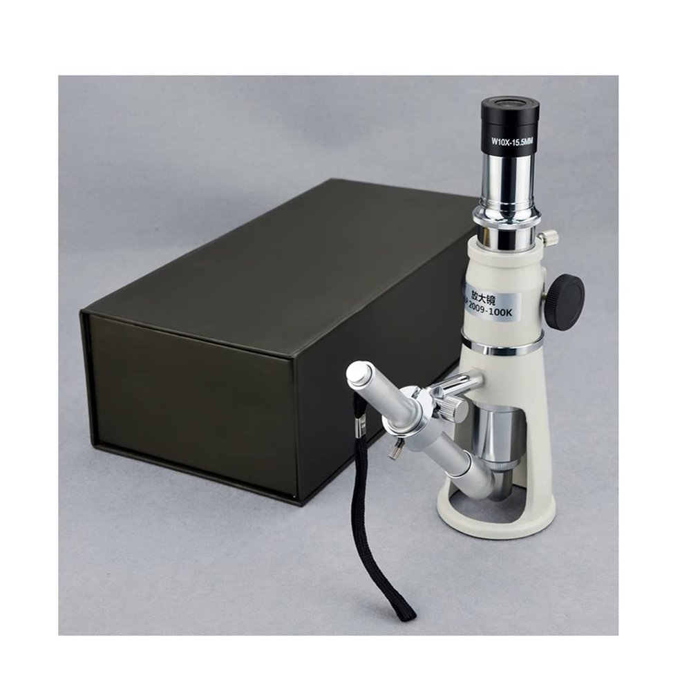 Lab Microscope Accessories Monocular Jewelery Loupe with Measuring Reticle, 40X/100X Pocket Mini Handheld Jewelry LED Illuminant Microscope Handle Magnifier(20X)