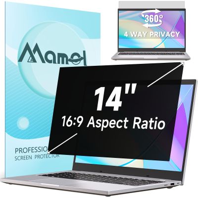 360 Privacy Screen for Laptop 14 Inch 16:9, 4 Way Computer Monitor Privacy Shield, Anti Glare Blue Light Filter Compatible with Lenovo Hp Dell Acer Asus Thinkpad Envy Xps