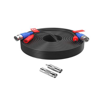 AKINGUAR 60ft All-in-One Video Power Cables, BNC Extension Surveillance Camera Cables for CCTV Security DVR System Installation, Included BNC Connectors and Cable Clips