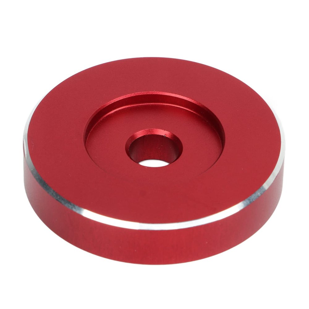 Aluminum Record Adapter for Record Player, Standard Turntable Adapter, Easy Installation, Improved Sound Quality, Sturdy and Stable RPM Accessory (Red)