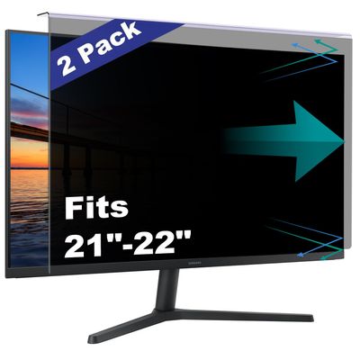 2 Pack Computer Privacy Screen Shield Compatible for 21.5/22 Inch 16:9 Widescreen Desktop Monitor - Anti Glare & Blue Light Filter - Hanging Design for Easy On/Off