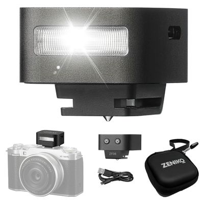 Zeniko ZF08 Mini Camera Flash Speedlite- On Camera Flash GN16, 5 Power Levels, CCT 6500k 200k with Universal Hot Shoe Mount 3s Fast Recycling for Sony/Canon/Nikon/Panasonic/Olympus(Black,ZF08)