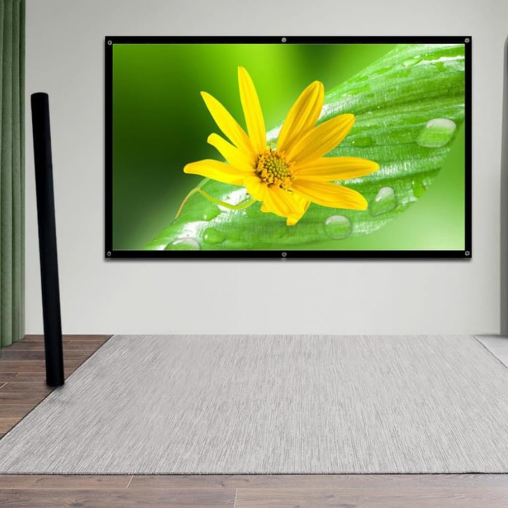 BEVUPAAERE 72" Anti-Crease Projector Screen Manual Roll Up Projection Screen HD Movie Screen for Home Theater Office Indoor Outdoor 30" - 100"(84in 4:3)