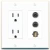 RiteAV 15 Amp Power Outlet 2 Port 3.5mm 1 USB2 Jack Coupler Female-Female Decorative Wall Plate [White] view 1