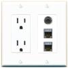 RiteAV 15 Amp Power Outlet 1 Port 3.5mm 2 CAT7 Jack Coupler Female-Female Decorative Wall Plate [White] view 1