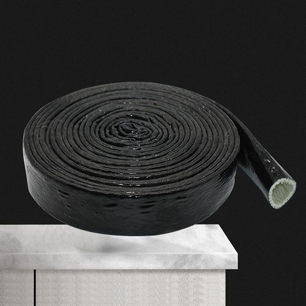 10 Feet Length Heat Shielded Fire Thermo Armor Fire Sleeve 3/8" ID,Silicone Coated Fiberglass Heat Protection for Automotive Hose Lines & Electrical WiringBlack 3/8" x10 Feet