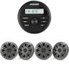 KICKER KMC2 Gauge Mount Marine Grade Receiver & (2 Pairs) 45KM44 4" Marine Speakers Bundle view 1