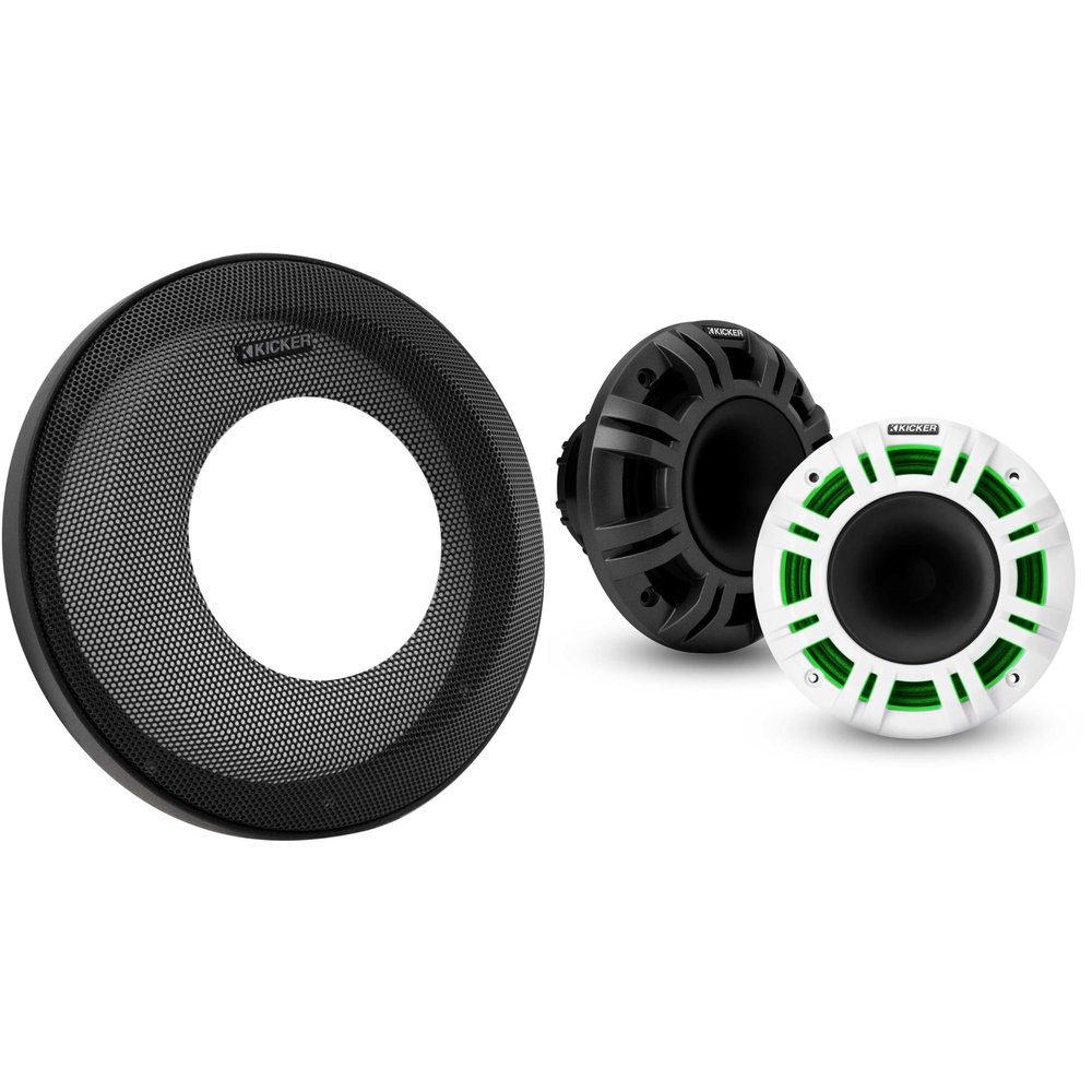 Kicker 48KMXL65 6.5" 4-Ohm RGB-LED KMXL Horn-Loaded Marine Coaxial Speakers, Pair (Includes Powersports Grilles)