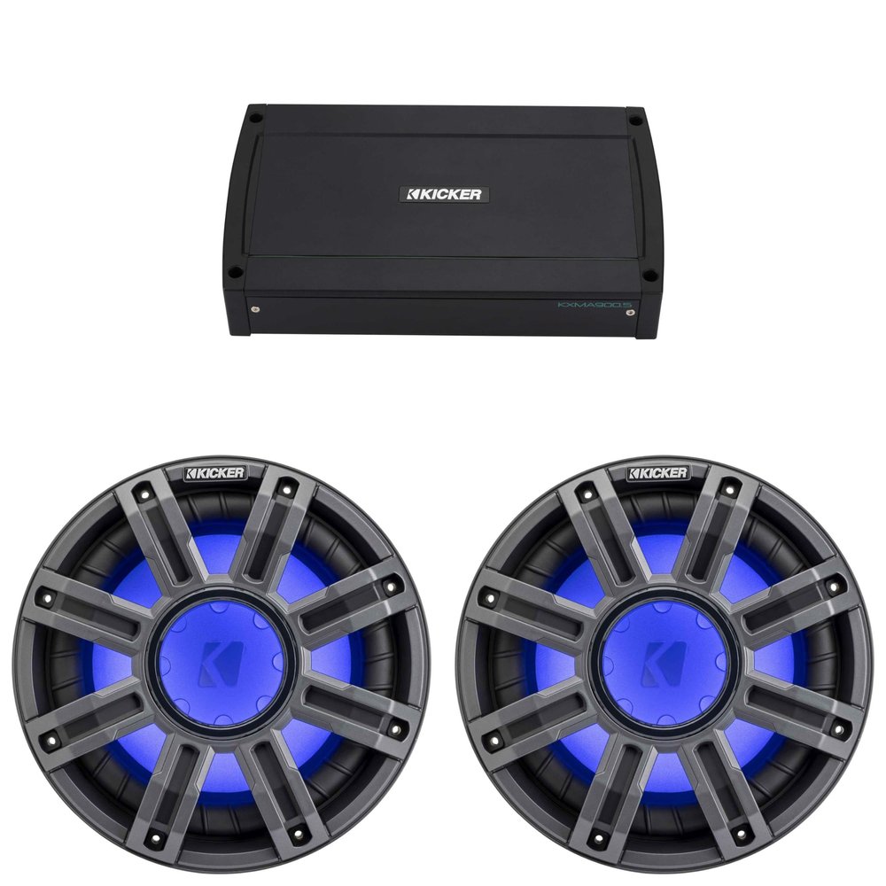Kicker (2) 51MWE104 - MWE 10-Inch Premium Marine Subwoofer (Enclosure) 4-ohm & 48KXMA9005 Marine Amp Bundle