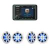 Kicker 46KMC5 Premium Marine Gauge-Style Source & (2 Pair) 51KM604WL 6.5" White Marine LED Speakers Bundle view 1