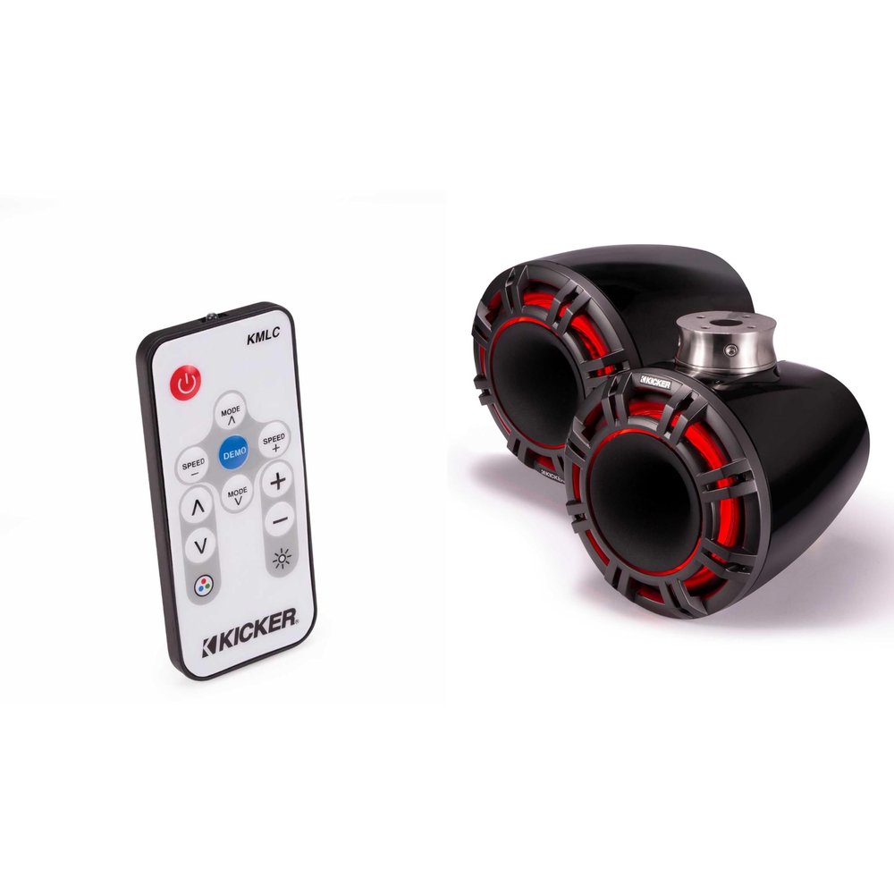 Kicker 47KMFC11 11" Black Horn-Loaded Tower Speakers with Flat-Mount Tower Adapters (Includes LED Remote)