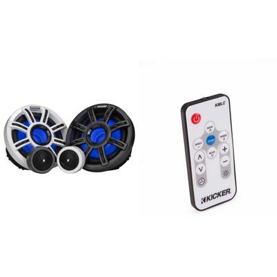 51MSS65Kicker 51MSS654 - MSS 6.5-Inch Premium Marine 4-Ohm LED Component System, (1) Pair & 41KMLC led Remote