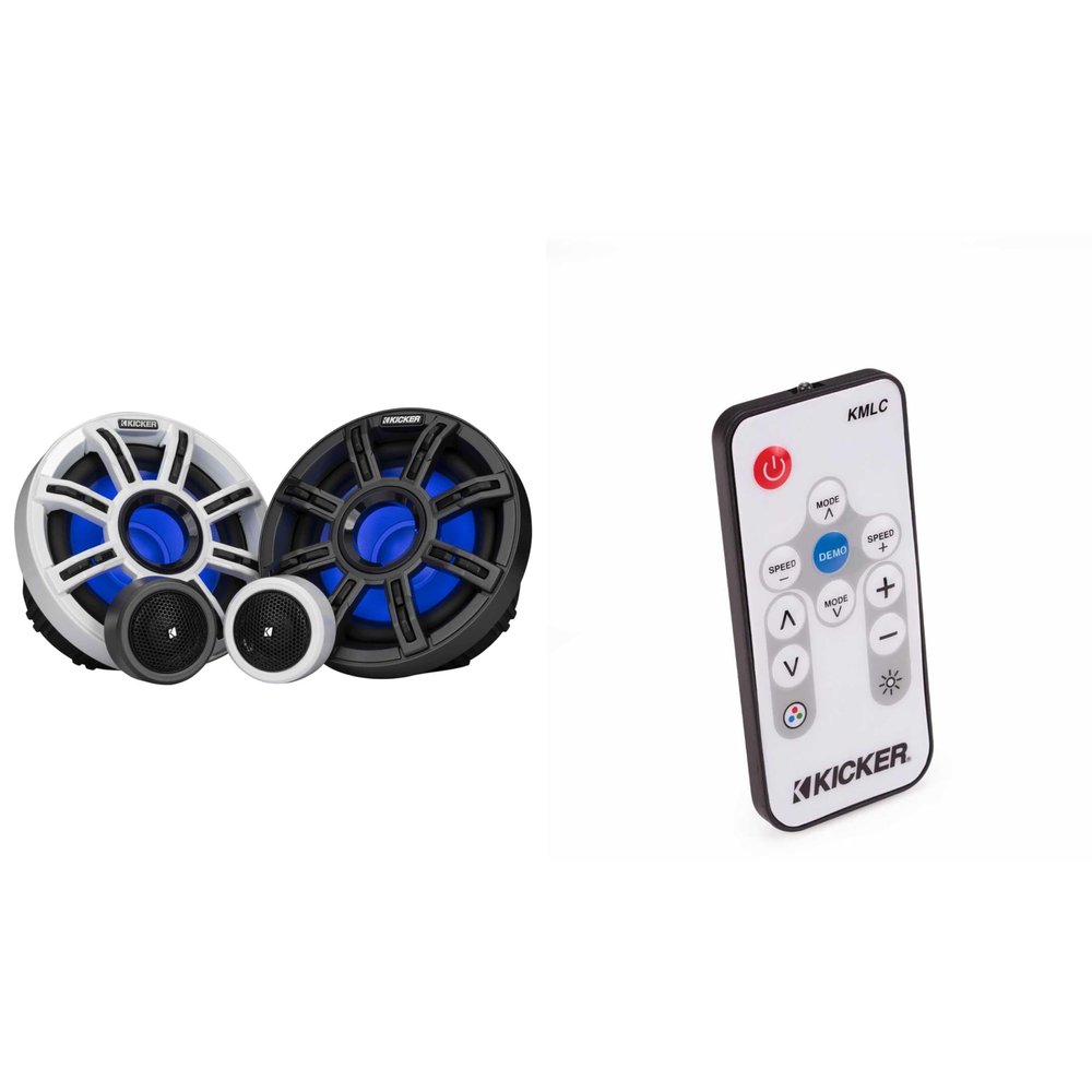 51MSS65Kicker 51MSS654 - MSS 6.5-Inch Premium Marine 4-Ohm LED Component System, (1) Pair & 41KMLC led Remote