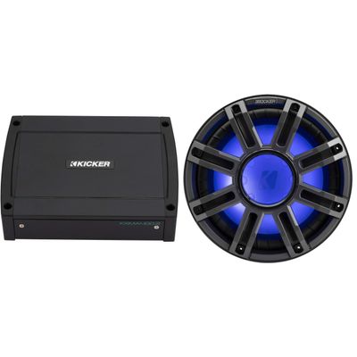 Kicker 51MWF124 - MWF 12-Inch Premium Marine Subwoofer (Free-air) 4-ohm & 48KXMA4002 Marine Amp Bundle