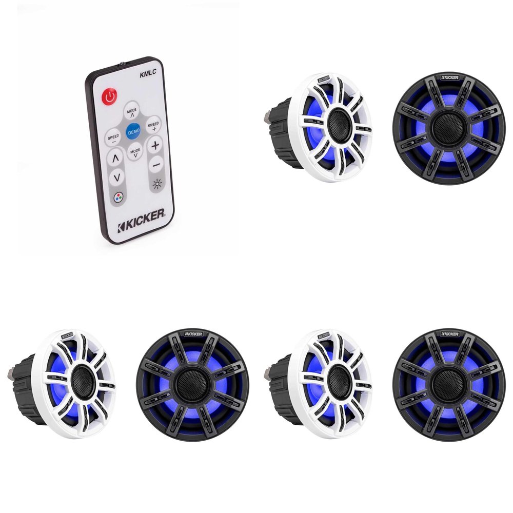 Kicker 51MSC654 - MSC 6.5-Inch Premium Marine 4-Ohm LED Coaxial System, (3) Pairs w/ 41KMLC LED Remote