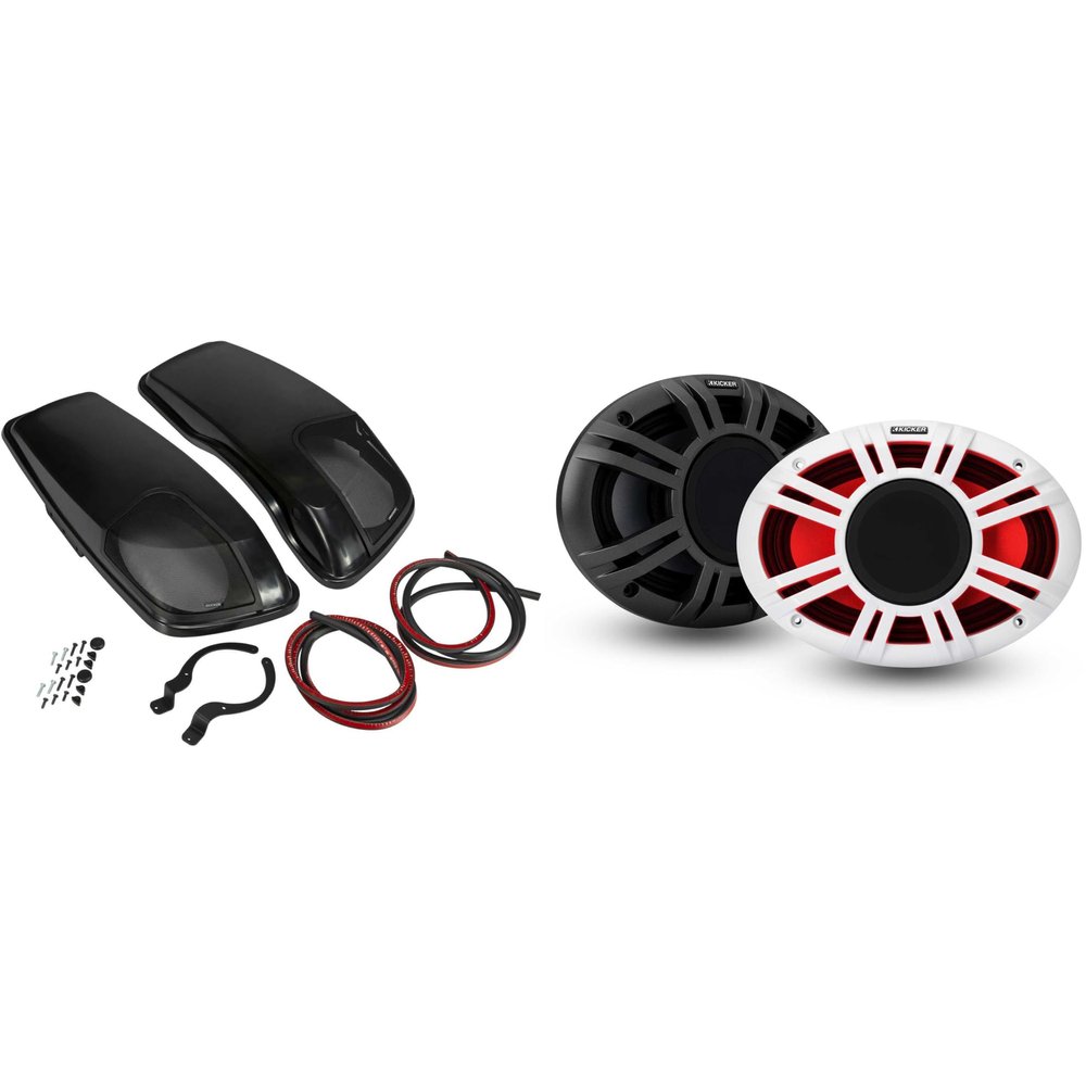 Kicker 48KMXL69 6x9 KMXL Horn-Loaded Coaxial Speakers & Bag Lids, Pair, Compatible with 2014-Up Harley Davidson