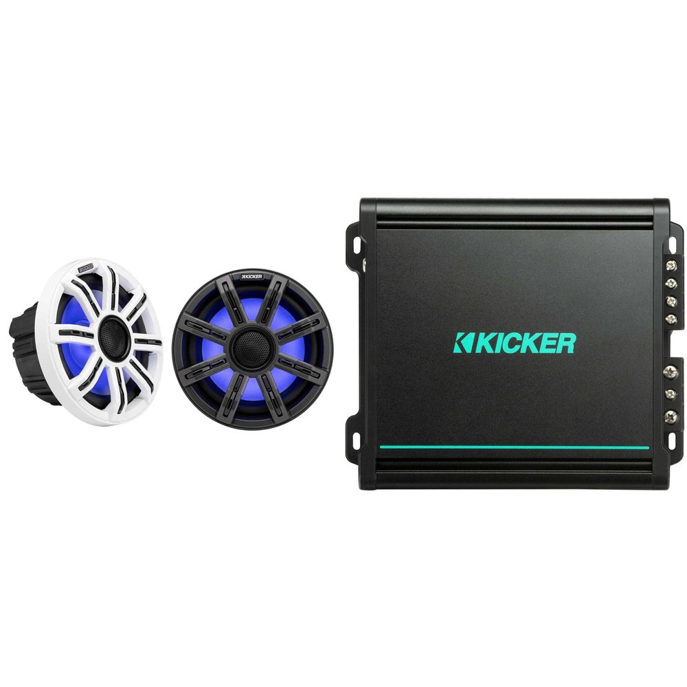 KICKER 51MSC8 8 in Marine Speaker 48KMA1502 Amplifier Bundle