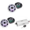 Clarion Marine 4 Channel Amp & (2) CMSP-771RGB-SWG 7.7" LED Boat Audio Upgrade Bundle view 1