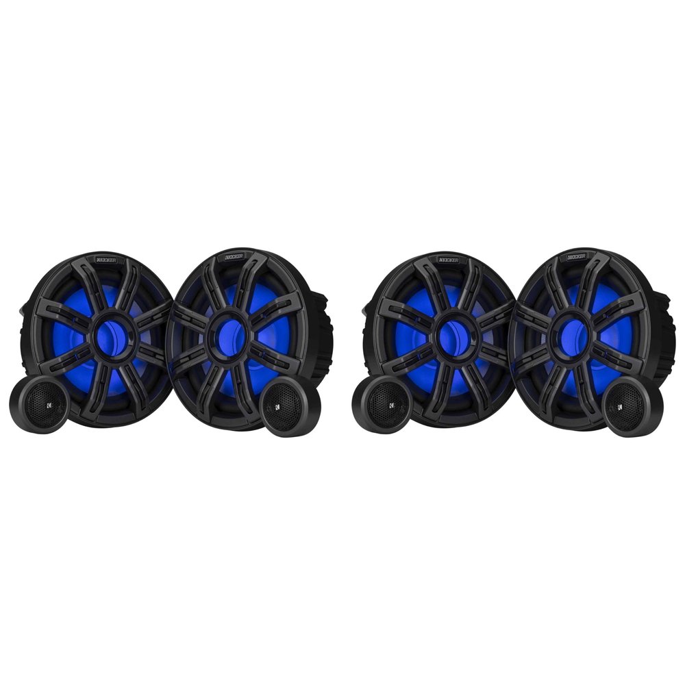 Kicker 51MSS84 - MSS 8-Inch Premium Marine 4-Ohm LED Component System, Pair, (2) Pairs