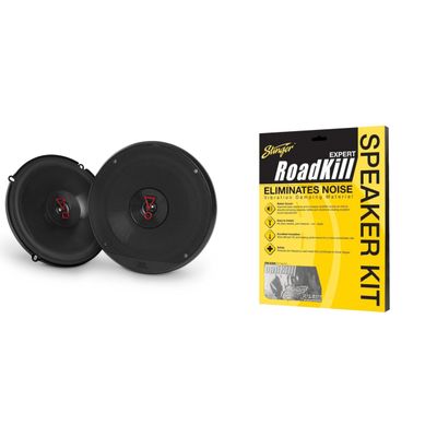 JBL Stage3627AM Stage3 6-1/2" Two-Way Car Audio Speakers - with Grills with RKXSK Roadkill Speaker Sound Deadening Kit 2-Peice: 1.7sq-ft Total (10 x 12)