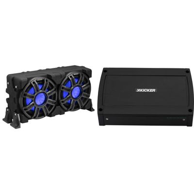 Kicker 51MWLE104 - MWE 10-Inch Loaded Premium Marine Sub Encl w/Passive Radiator 4ohm & 48KXMA5004 Marine Amp Bundle