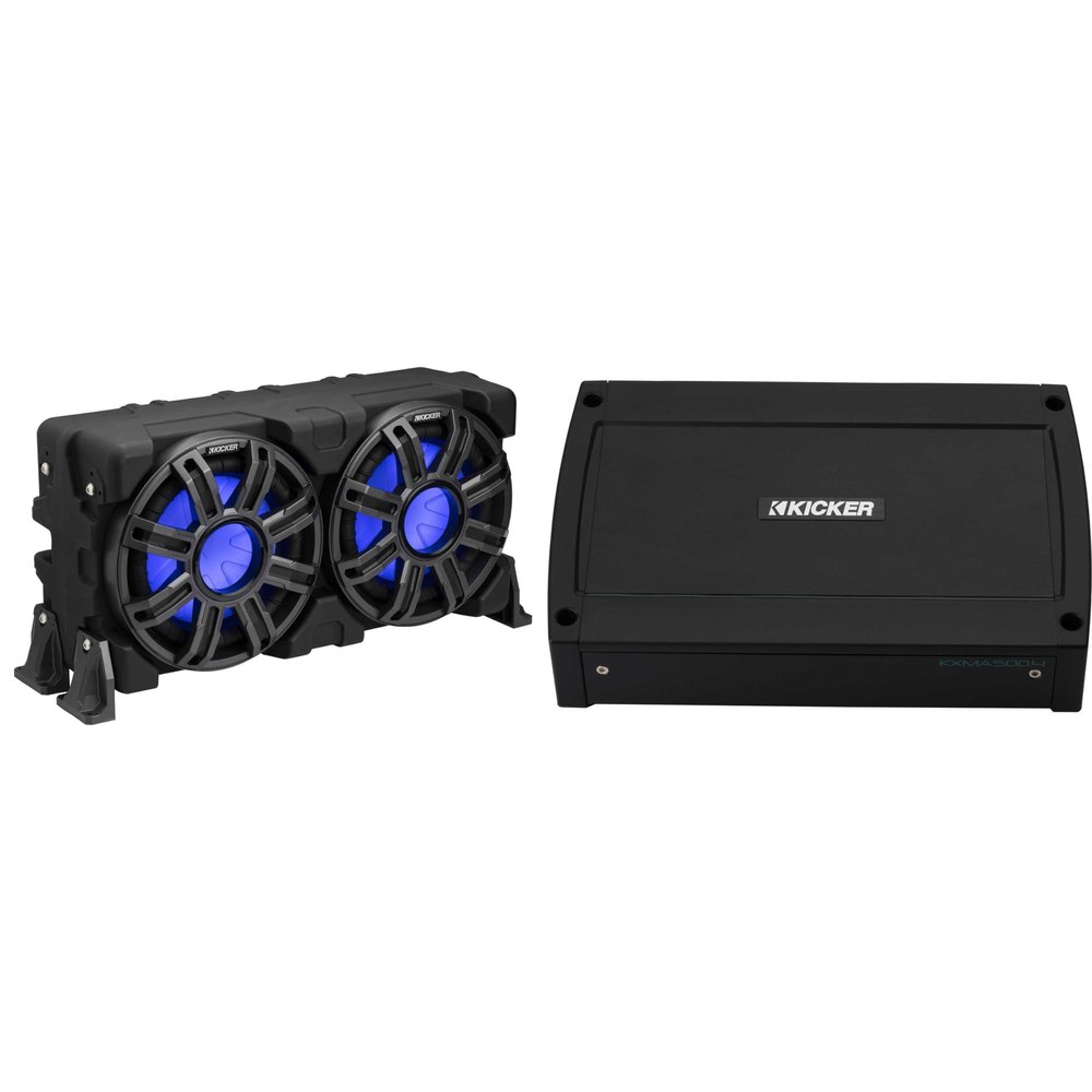 Kicker 51MWLE104 - MWE 10-Inch Loaded Premium Marine Sub Encl w/Passive Radiator 4ohm & 48KXMA5004 Marine Amp Bundle