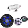 Clarion Marine 4 Channel Amp & Premium 7.7" w/ 12" Black Grill Boat Audio Upgrade Bundle view 1